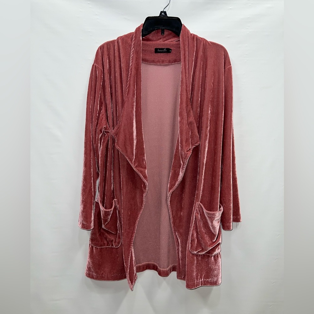 Women's Velvet Open Front Cardigan Sweater - Pink